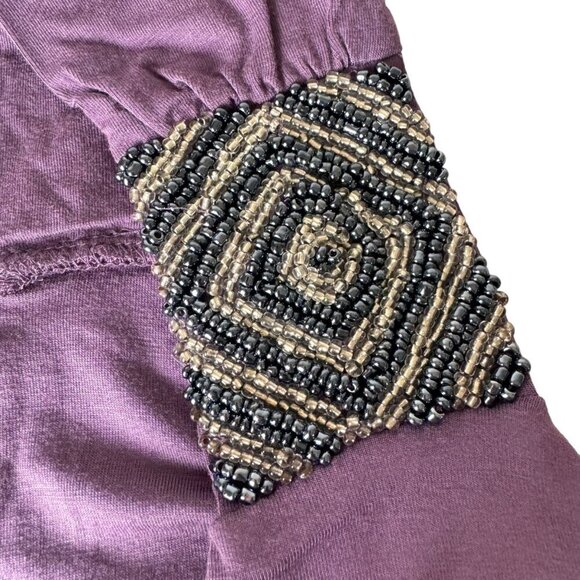 NWOT AVALEIGH Boho Beaded Maxi Dress Sz.M Purple Babydoll Y2K Coastal Feminine - Picture 13 of 15